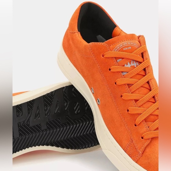 P448 Jack Trainers Low Top Sneakers Italian Leather Suede Italy in Orange - Picture 11 of 11